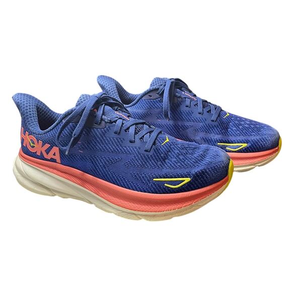 HOKA Clifton 9 Shoes Evening Sky Coral Women’s 9 B Running Walking Comfort - Picture 2 of 13